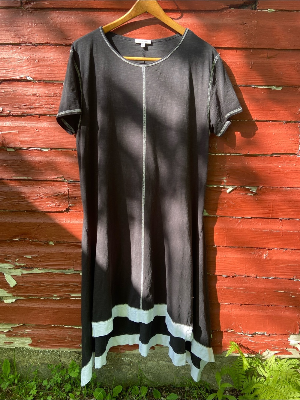 Lisa Todd Luxury Pima Cotton Black & White Short Sleeve Dress Women’s Size XL